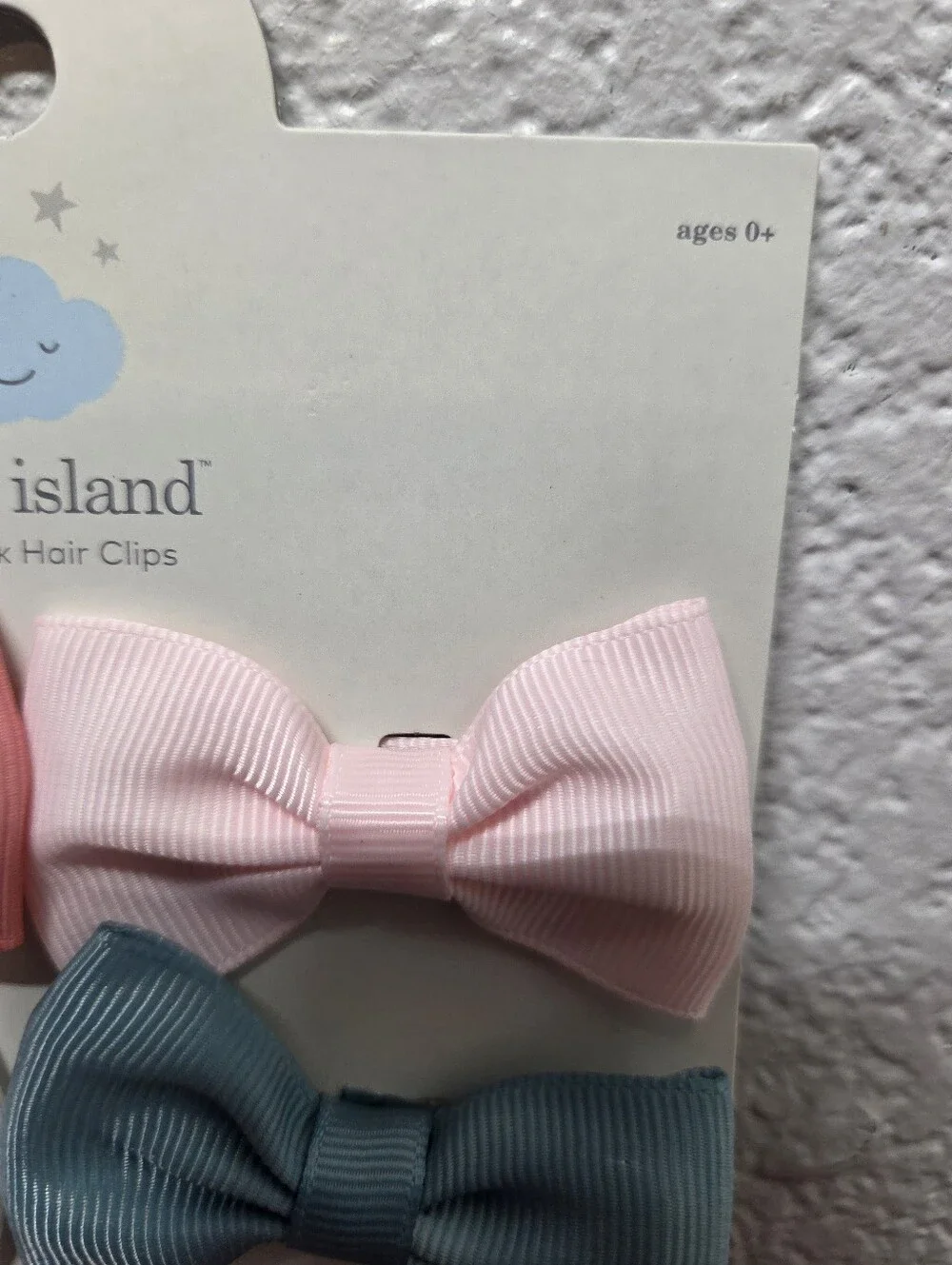 cloud island Assorted Bow Hair Clips in Pink, White, Blue Nwt